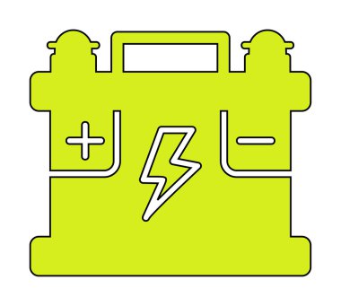 Araba aküsü simgesi. Ağ için Kataloglayıcı imza vektör simgesinin düz çizimi.