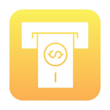 Beyaz arkaplan üzerinde basit tasarım olarak ATM slot satırı simgesinden para çek