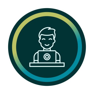 flat user with laptop  icon vector illustration