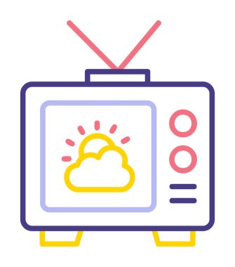 Hava sembollü TV simgesi, vektör illüstrasyonu basit tasarım