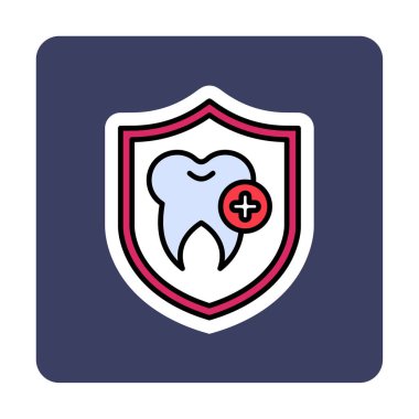 Diş koruma kalkanı ikon vektörü. İnce çizgi işareti. Önleme izole edilmiş kontür sembolü gösterimi