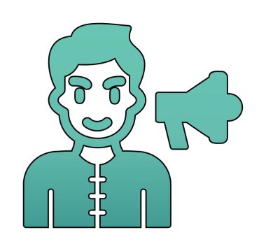 Gençler megafonla, vektör illüstrasyonuyla protesto ediyor  