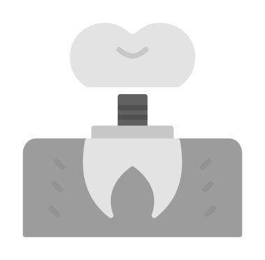 Diş implantı simgesi dış hat vektörü. 