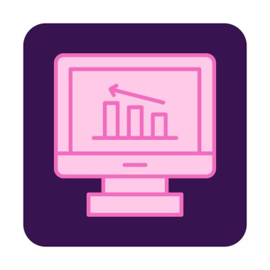 İstatistik simgesi, vektör illüstrasyonlu bilgisayar monitörü                        