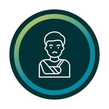 Kırık el çizgisi ikonu olan adam, zayiat konsepti  