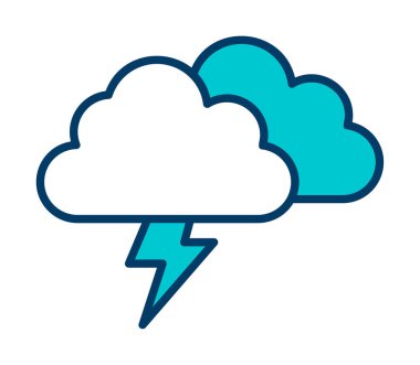 Yıldırım ikonlu fırtına bulutları. vektör illüstrasyonu                   