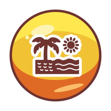 Gün batımı ve deniz ikonu, Plaj ikonu, vektör illüstrasyonu