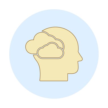 Bulut simgesi olan beyin, vektör illüstrasyonu