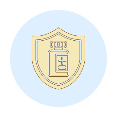 Tıbbi ikon vektör çizimi, aşı koruma kavramı 