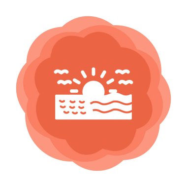 Deniz Ağı simgesinde gün doğumu, vektör illüstrasyonu 