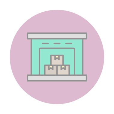 Kutu simgesi ve vektör illüstrasyonlu depo 