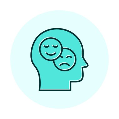 Bipolar bozukluk veya depresyon BP web simgesi, vektör illüstrasyonu. 