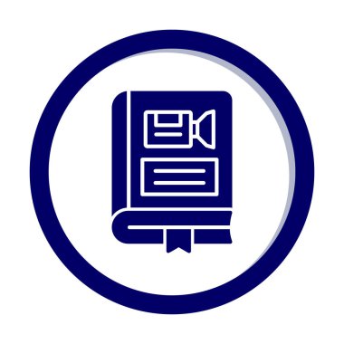 Kamera işaretli kitap simgesi, vektör illüstrasyonu basit tasarım