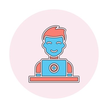 flat user with laptop  icon vector illustration