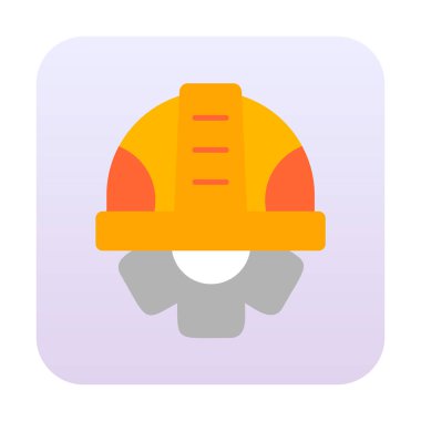 Güvenli Miğfer Düz Vektör Simgesi.                        