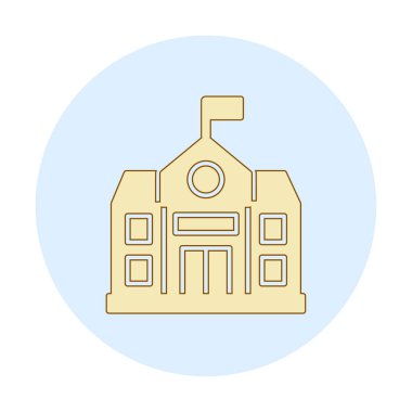 Okul binası simgesi, vektör illüstrasyonu