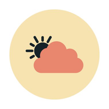 Bulut simgesi olan güneş. hava vektörü illüstrasyonu