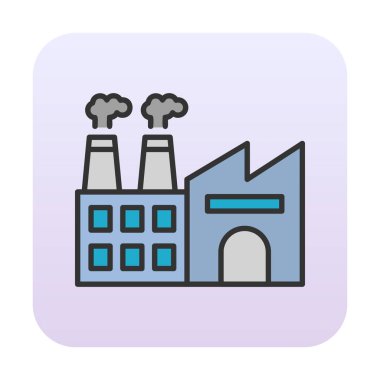 Fabrika web simgesi, vektör illüstrasyonu 
