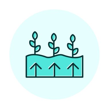 Bitkiler ve oklar ikon vektör çizimi. Jeotermal Enerji Konsepti                   