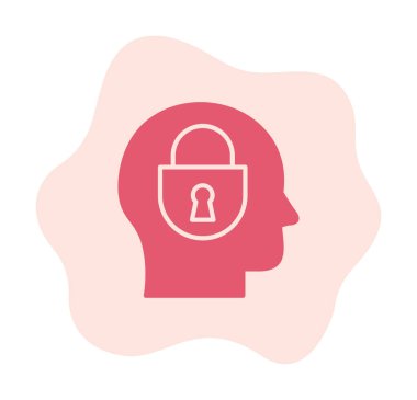 Erkekler kafasında kilit, yaratıcı vektör simgesi olan güvenlik kavramı