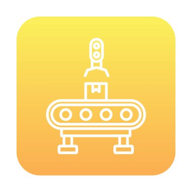 düz Fabrika Makine simgesi vektör çizimi  