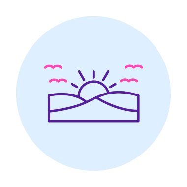 düz gün batımı ve deniz vektör çizimi tasarımı