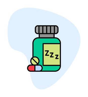 Uyku Hapları Şişesinin vektör çizimi 