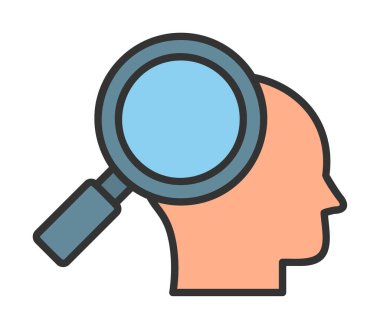 Büyüteç ikonlu insan kafası