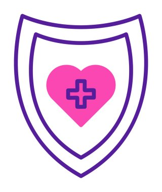 Çapraz ikonlu kalp, vektör çizimi. Sağlık hizmetleri kavramı                             