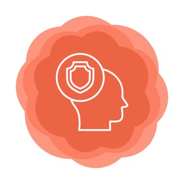 Kalkan ikonlu düz kafa. vektör illüstrasyonu