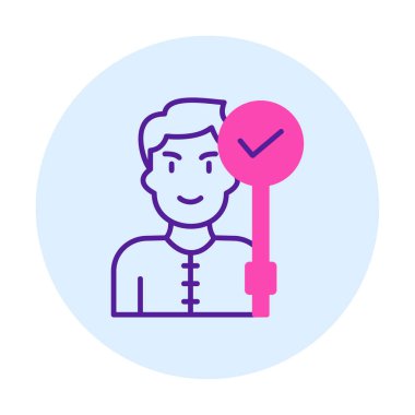 Bayrak taşıyan adam, vektör illüstrasyonu 