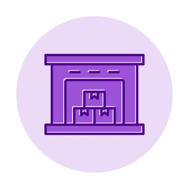 Kutu simgesi ve vektör illüstrasyonlu depo 