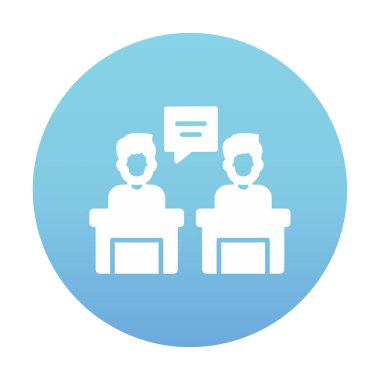 Konuşma yapan erkekler tartışma ikonu, vektör illüstrasyonunda ayakta duruyorlar