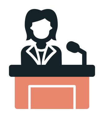 Konuşma standında konuşma yapan kadınlar, vektör illüstrasyonu