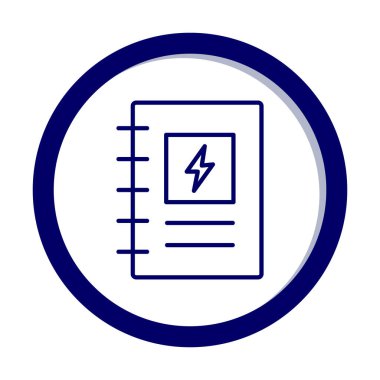 Şimşek simgesi, araştırma konsepti, vektör illüstrasyonlu not defteri