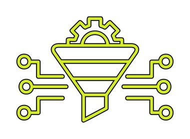 Dişli ve filtre simgesi, vektör illüstrasyonu ile Çalışma Süreci 