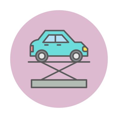araba kriko ve onarım servisi, vektör illüstrasyonu  