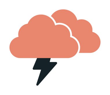 Yıldırım ikonlu fırtına bulutları. vektör illüstrasyonu                   