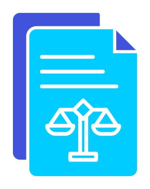 Yasal belgeler satır simgesi. Adalet terazisi imzası. Hüküm doktoru sembolü. Vektör illüstrasyonu 