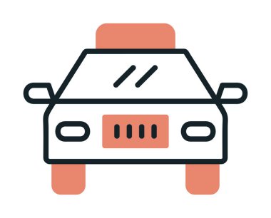 Basit taksi arabası simgesi, vektör illüstrasyonu