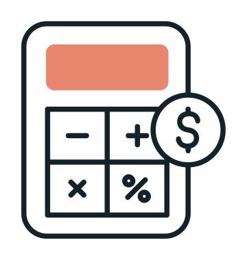 hesap makinesi düz simgesi, vektör illüstrasyonu