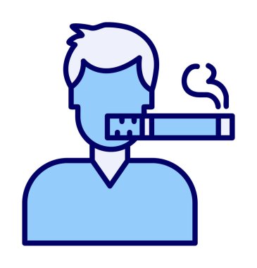 Sigara ikonlu sigara içen adam, vektör illüstrasyonu 