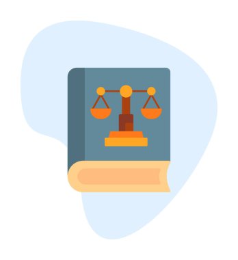 Adalet kitabı simgesi, vektör illüstrasyonu