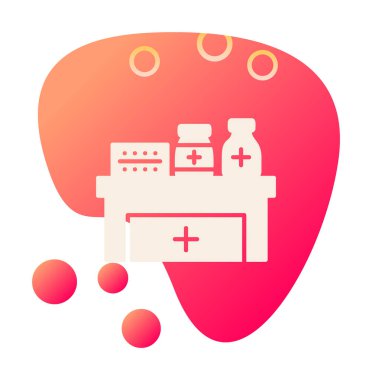 Eczane ilaçları ikon tasarımı, vektör illüstrasyonu