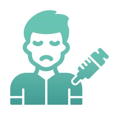 Şırıngalı üzgün adam. Uyuşturucu bağımlılığı kavramı, vektör illüstrasyonu