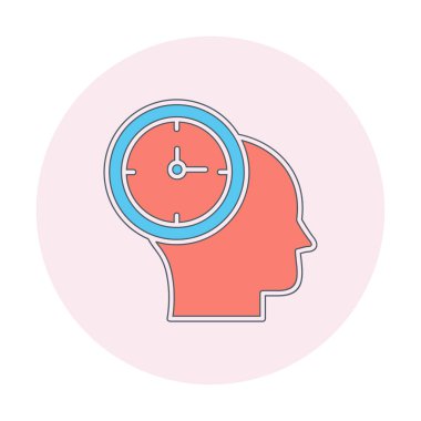 İnsan kafası ikonlu saat. vektör illüstrasyonu                          