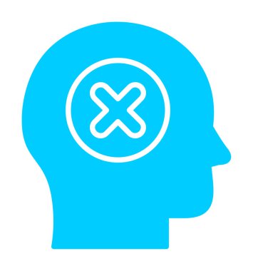 Çapraz işaretli insan kafası, güvensiz kişi, vektör illüstrasyonu