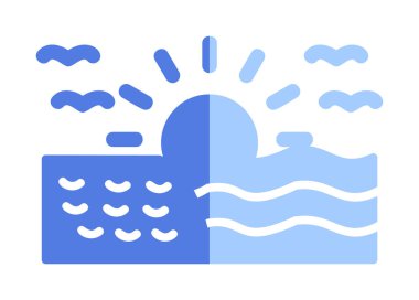 Deniz Ağı simgesinde gün doğumu, vektör illüstrasyonu 