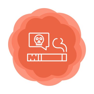 Sigara ikonlu düz kafatası. vektör illüstrasyonu