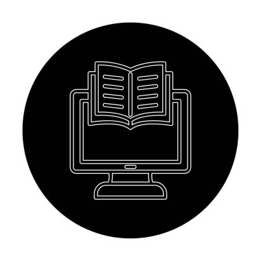 E-kitap ve bilgisayar ekran simgesi, vektör illüstrasyonu 